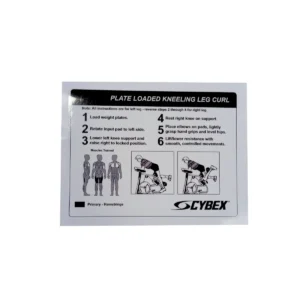 Cybex 5000 Plate Loaded Kneeling Leg Curl Instruction Decal - 8" x 6"